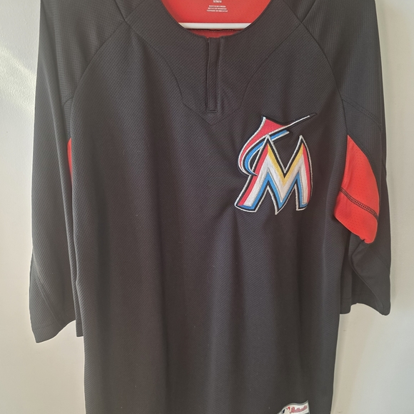Majestic Other - Majestic Authentic Miami Marlins Black On-Field Jersey Mens Medium Like New